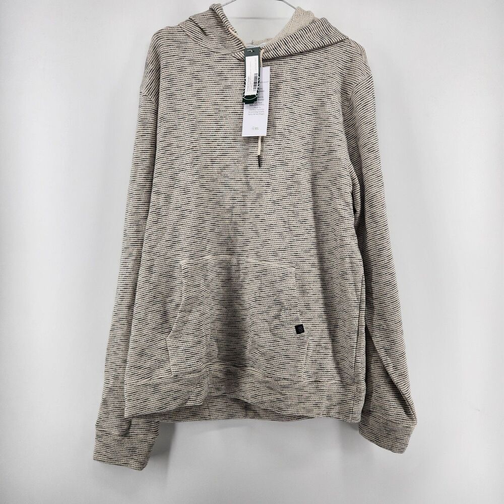 Threads 4 Thought Men's Medium Off-White Nico Striped Terry Pullover Hoodie NWT